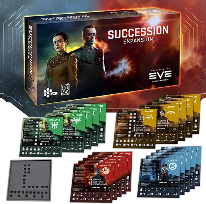Rebel Studio EVE: War for New Eden Board Game Succession Expansion - Next Generation Leaders &amp Exclusive Faction Development Cards Ages 14+ 2-4 Players 90-180 Min Playtime