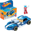 MEGA Construx Hot Wheels Race Car Building Toys Set Twin Mill with 111 Pieces 1 Micro Action Figure Driver Blue Kids Ages 5+ Years