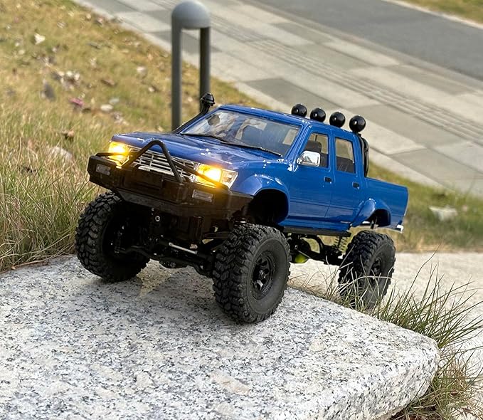 WPL C64-1 RC Crawler 4x4 RC Truck 1/16 Scale Remote Control Rock Crawler Off Road with Axle Mounted Servo 260 Motor Upgraded Chassis Fully Proportional 2 Batteries Hobby Toy for Adult