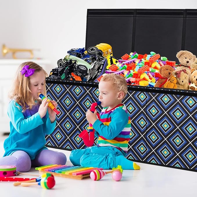 HOMEMARVEL Large Toy Chest Big Toy Box Extra Large Toy Box for Boys &amp Girls Collapsible Sturdy Chest Storage Organizer with Removable Lids for Playroom Bedroom Nursery Closet