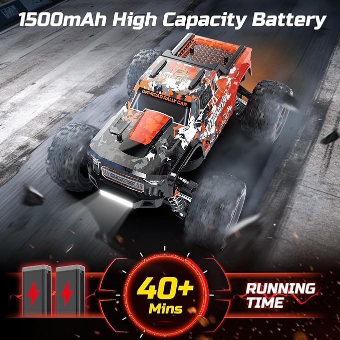 DEERC H16R Brushless Fast RC Cars1:16 52KM/H High Speed Remote Control Car4X4 All Terrains RC Monster TruckWaterproof Off-Road Hobby Electric Vehicle Car Gift for Adults Boys2 Li-ion Batteries