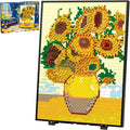 HJPLPXH Pixel Sunflower Painting Frame Art Crafts for Home Office Decor Micro Mini Building Block Art Model Ideals Gifts for Boys Girls Adults (3504PCS)