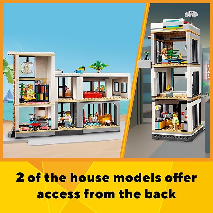 LEGO Creator 3 in 1 Modern Toy House - Kids Toy Building Set with 3 Building Options for Boys &amp Girls Ages 9+ - with 2 Minifigures for Pretend Play - Gift Idea for Birthday - 31153