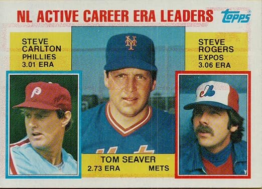 TOM SEAVER STEVE CARLTON STEVE ROGERS 1984 NL ACTIVE CAREER ERA LEADERS - 1984 TOPPS BASEBALL CARD #708 (NEW YORK METS PHILADELPHIA PHILLIES &amp MONTREAL EXPOS) FREE SHIPPING
