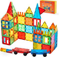 Gemmicc Magnetic Tiles Deluxe 136 PCS Building Blocks Magnet Toys for Kids3D Magnet Puzzles Stacking Blocks for Boys GirlsHuge Set with 2 Cars
