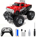 Highspeed Entry Level red rc Monster Truck with Light Spray 2.4GHz Upright 360 Rotate 4WD Monster Trucks rc Cars 20+ KM/H Monster Trucks 70min (Max) RuntimeEaster Birthday Gift Toddler Toys 8-12
