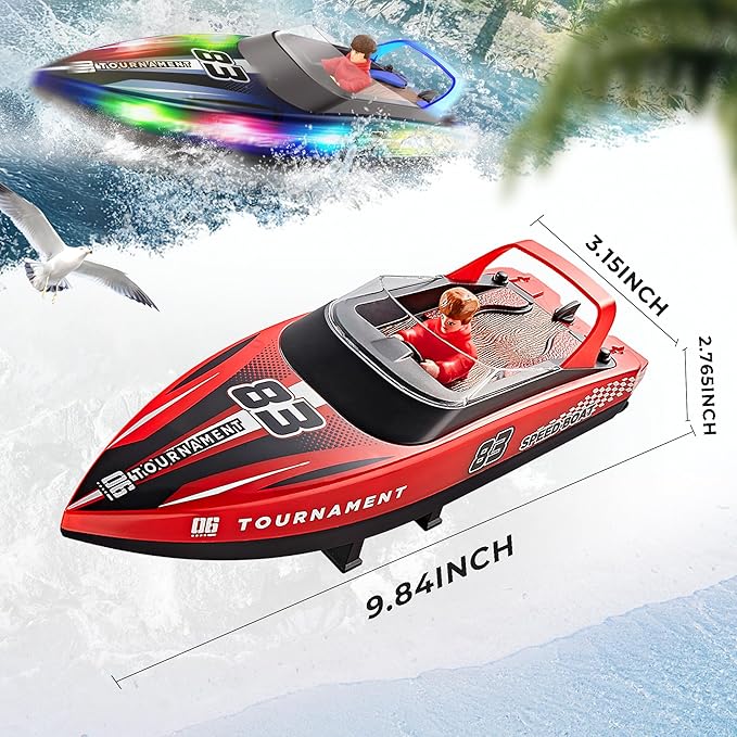 BEZGAR Remote Control Boat 2 Packs 10 inch Fast Speed RC Boat 15 KPH for Pools &amp Salt Water Summer Toys for Adults and Ideal Gifts for Kids Boys Age 6 7 8-12 Years Old - HJ821