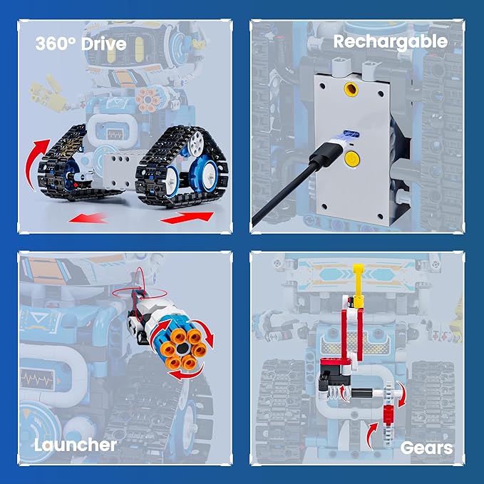 5 in 1 STEM Robotics Kit for Kids 8-12 APP &amp Remote Control Robot Building Kit Science Project Kit &amp STEM Toys for Ages 8-13 Gifts for 8 Year Old Boys Girls