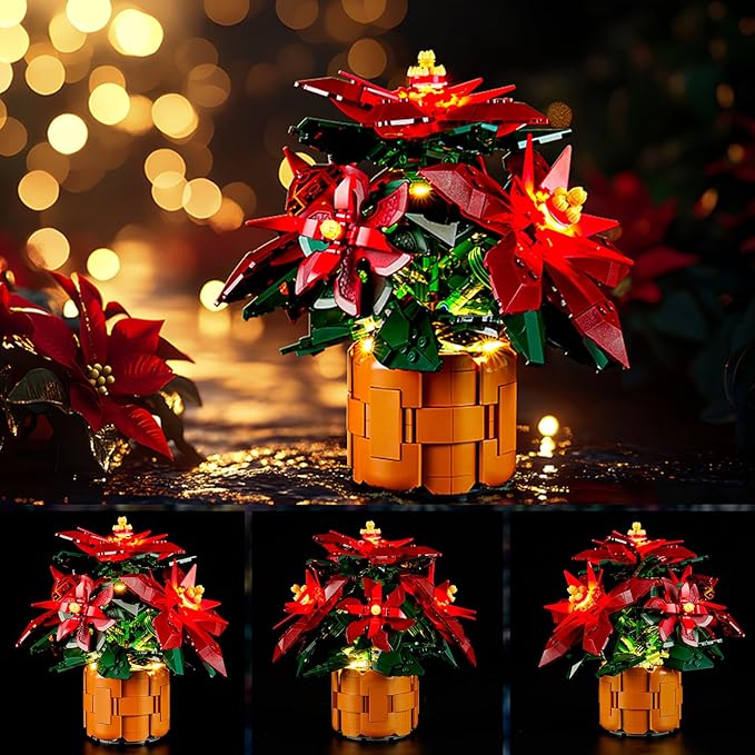 YEABRICKS LED Light for 10370 Icons Poinsettia Building Blocks Model (Building Set NOT Included)