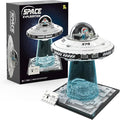 UFO Spaceship Building Block Set Creative UFO&ampAlien Building Set Space Exploration Spaceship Brick Dual LED Lights and Transparent Base Model for UFO Lover CollectionGifts for Ages 8+