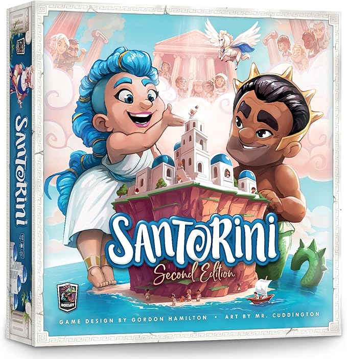 Santorini: Second Edition Board Game – 2–4 Player Greek Strategy Game with 3D Towers &amp God Powers