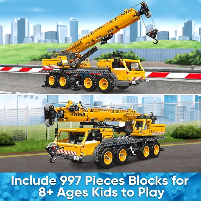 Mould King 17058 Crane Building Blocks Kit 997 Pieces Crane Truck Model to Build DIY Constration Toy Collectibles/Exhibition for Adult/Kids