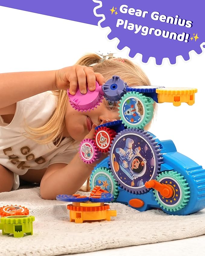 KOKODI Gear Building Toys for Kids Electric &amp Manual Construction Set for Kids Engineering Learning Kit for Ages 3-8 Years Old Birthday Gifts &amp Preschool Educational Toys for Boys Girls