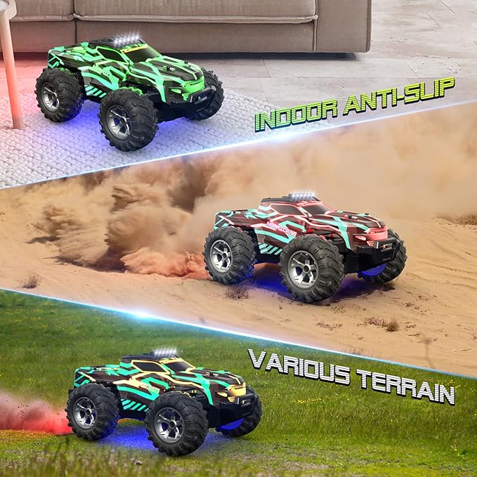 Remote Control Car for Boys 1:16 Scale All Terrain RC CarsHigh Speed 25Km/h Fast Car with Colorful Led Light and Spray RC TruckToy Car Gift for 6 7 8 9-14 Year Old Boys