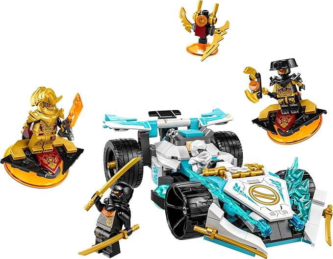LEGO NINJAGO Zane’s Dragon Power Spinjitzu Race Car 71791 Building Toy Set Features a Ninja Car 2 Hover Flyers Dragon Toy and 4 Minifigures Gift for Kids Aged 7+