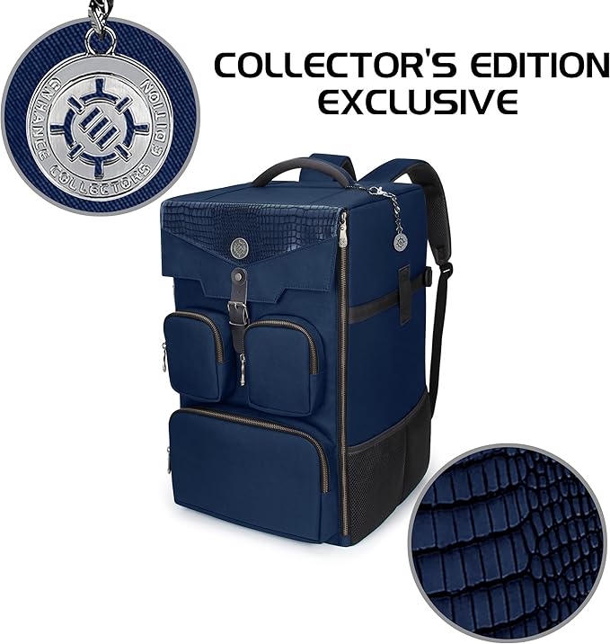 ENHANCE Collector's Edition Board Game Backpack - Reinforced Rigid Board Game Storage with Padded Shoulder Straps Carrying Handle and Accessories Pockets for Dice Card Games More (Dragon Blue)