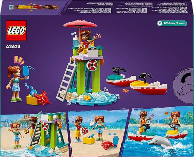 Lego Friends The Beach Jet-Ski Toy for Children with a Lifeguard - Birthday Gift Idea for Girls and Boys from 5 Years - 2 Mini Dolphin Dolphin 42623