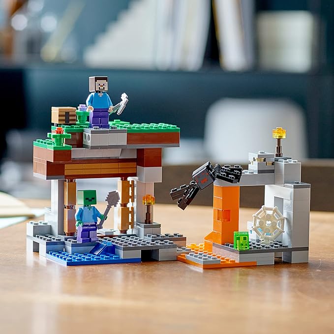 Lego Minecraft The Abandoned Mine Building Toy Zombie Cave with Slime Steve &amp Spider Figures Gift idea for Kids Boys and Girls Age 7 Plus 21166