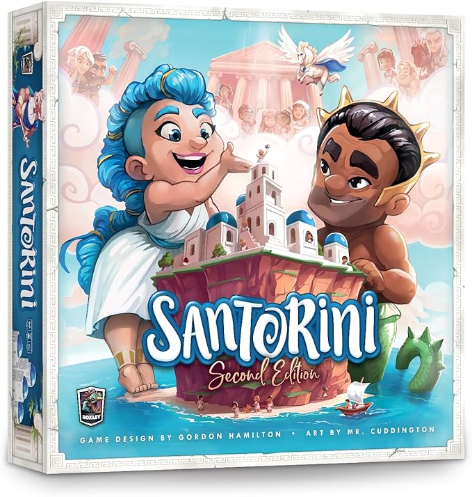 Santorini: Second Edition Board Game – 2–4 Player Greek Strategy Game with 3D Towers &amp God Powers