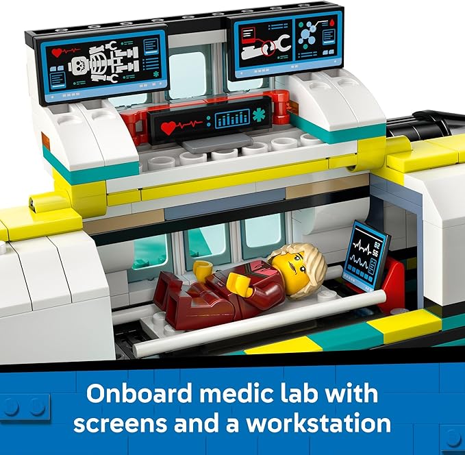 LEGO City Emergency Air Ambulance Airplane Building Toy for Kids - Pretend Play Rescue Airplane Model for Boys &amp Girls Ages 6+ - Building Blocks W/Hero Minifigures - Gift Idea for Birthdays - 604