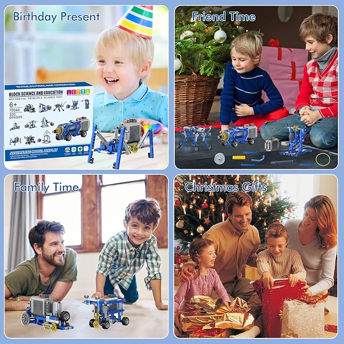 330Pcs Building Kit 12 in 1 STEM Toys with Electric Power Motor for Kids DIY Erector Set for Boys Girls Technic Building Suit Creative Play Great Gift for Kids Age 6+