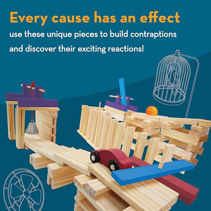 MindWare KEVA Contraptions Reactions Planks Building Toy - 178 KEVA Building Planks (191 Piece Set) - Free-Form Wood Building Set for Kids to Create Their Own Ball Maze – Ages 7 &amp Up
