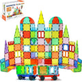 EchoPlan Magnetic Tiles 130PCS Magnetic Blocks with 2 Cars Magnet Tiles 3D Clear Building Blocks Set STEM Sensory Educational Toys Gift for Toddlers Kids Boys 3 4 5 6 7 8 9+ Year Old