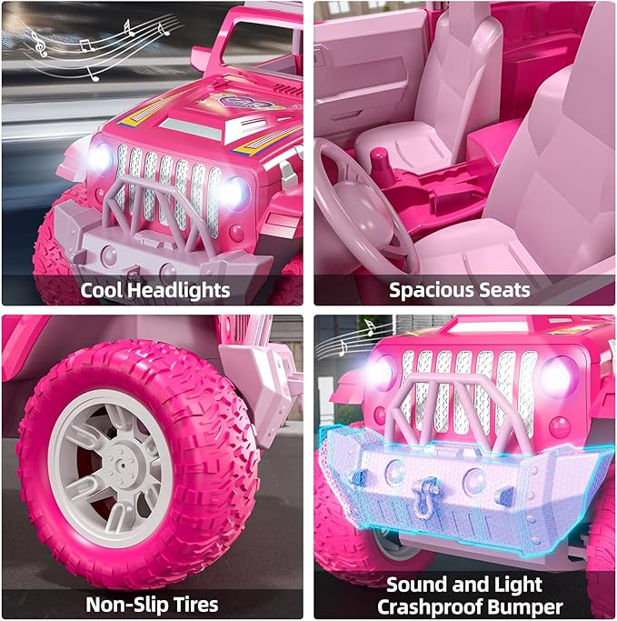 Pink Remote Control Car for Girls 4-7 2.4GHz Off-Road RC Jeep with Spray Climbing Toy for Girls Aged 3-4 5-6 7-8 9-10 Remote Control Vehicle Gift for Birthday Christmas Toys