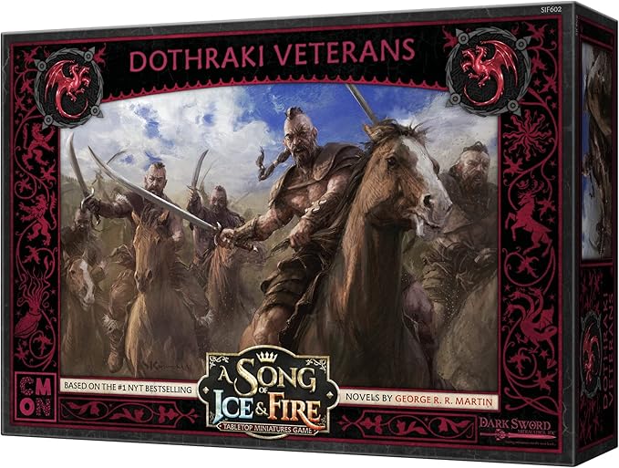CMON A Song of Ice and Fire Tabletop Miniatures Dothraki Veterans Unit Box - Fearless Warriors of The Great Grass Sea Strategy Game for Adults Ages 14+ 2+ Players 45-60 Minute Playtime Made