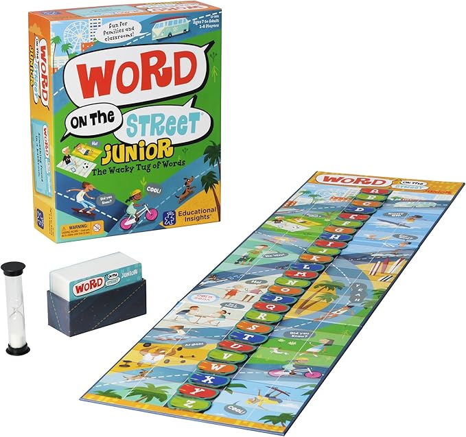 Educational Insights Word on the Street Junior - Family Board Games for Kids and Adults Word Game to Teach Vocabulary and Spelling  Fast-Paced Kids Games for Family Game Night