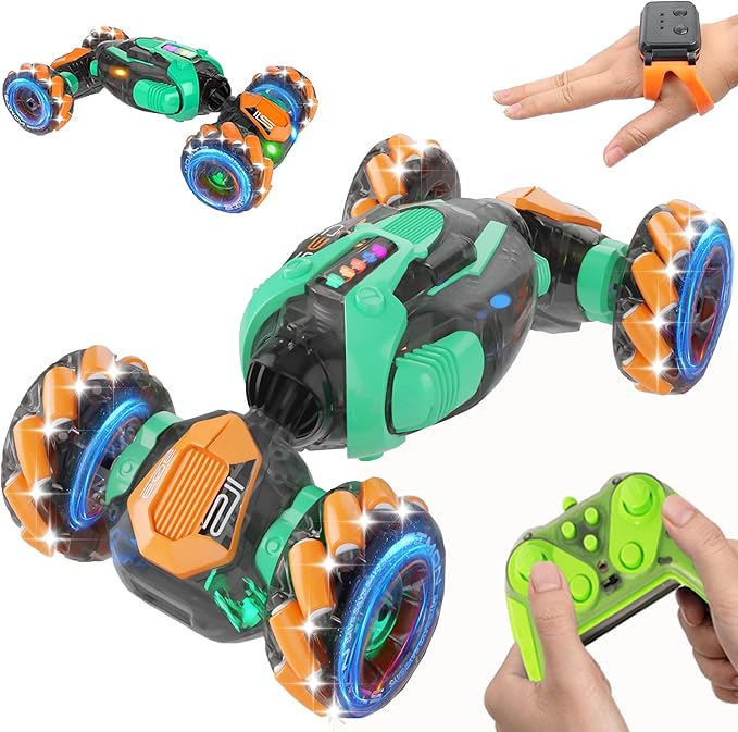 Gesture Sensing RC Stunt Car - Boys Toys Age 6-8-12 360° Rotating 4WD Hand Controlled Remote Control Twist Car with Light &amp Music Cool Toys and Ideas Gifts for Children Age 7 9 10 11 12 Years Ol