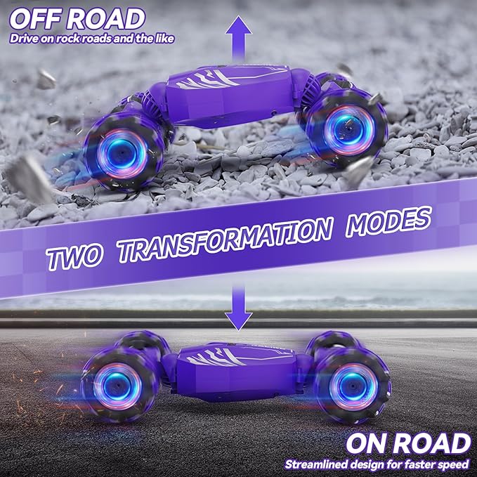 Dysaim Gesture RC Car Birthday Gifts Toys for Boys Girls Age 6-12 4WD Remote Control Car 360° Rotate Transform Drift RC Cars with Lights Music Sprayer 2.4Ghz Hand Controlled
