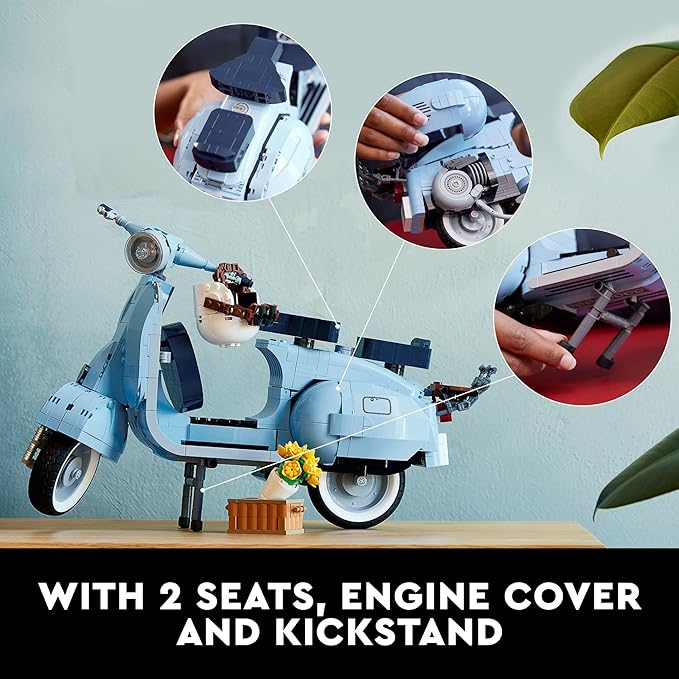 LEGO Icons Vespa 125 Model Building Kit - Vintage Italian Scooter DIY Craft Kit for Adults Ages 18+ - Gift for Birthdays - Includes Kickstand for Easy Display - 10298