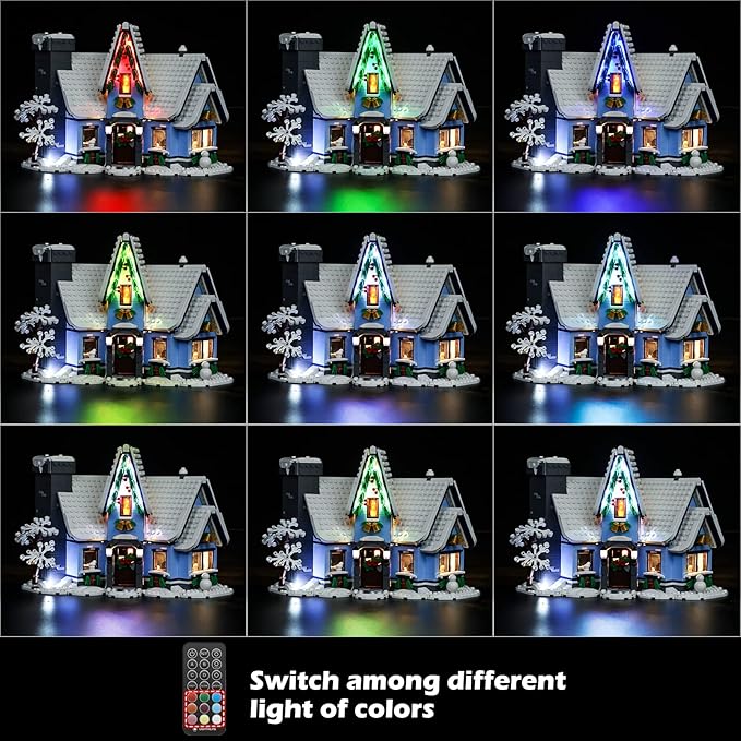 YEABRICKS LED Light for Lego- 10293 Creator Expert Santa’s Visit Building Blocks Model: Remote-Control Version (Lego Set NOT Included)