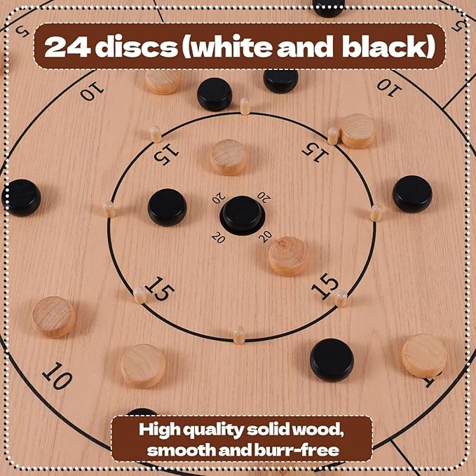 Crokinole Board Game - 27 inch Large Classic Board Game.Deluxe Tournament Crokinole Set with 24 Discs for Families and Friends