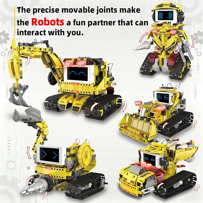 5-in-1 Programmable Robot Building Block Set for Kids Age 6 7 8 9 10 11 12-14 with APP or Remote Control &amp LED Display Screen STEM Educational Gift for Teen Boys and Girls (660PCS)