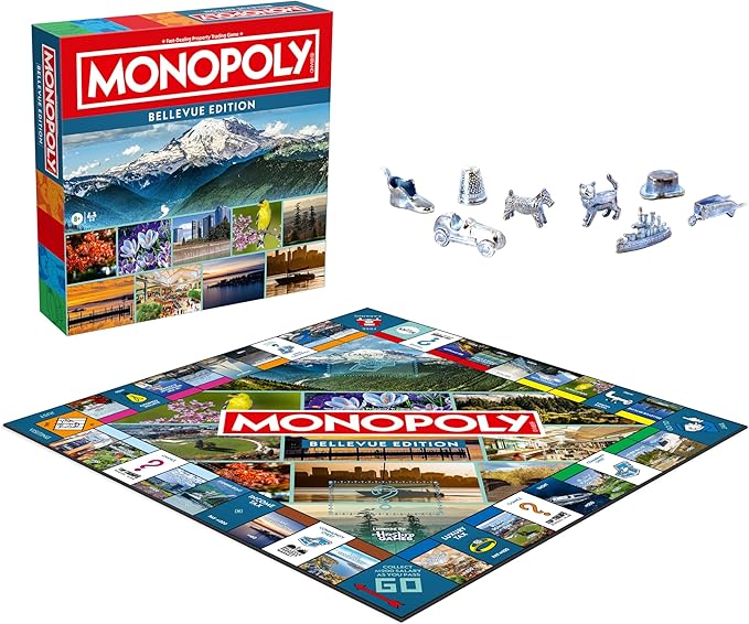 Monopoly Board Game – Bellevue WA Edition: 2-6 Players Family Board Games for Kids and Adults Board Games for Kids 8 and Up Great for Game Night