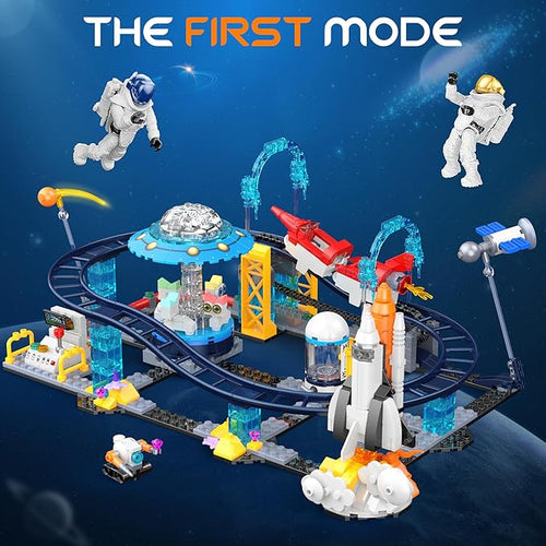 2 in 1 Space Roller Coaster Building Set for Kids 6+ 788PCS STEM Astronaut &amp Spaceship Toy Creative Space Station Construction Kit Birthday for Boys Girls Ages 6-12
