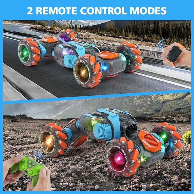 MagicKidz Gesture Sensing RC Stunt Car for Kids - Birthday Gifts for Boys 5 6 7 8 9 10 11 12 Year Old 2.4Ghz Remote Control Twist Vehicle Toy with Lights &amp Music 4WD Off-Road