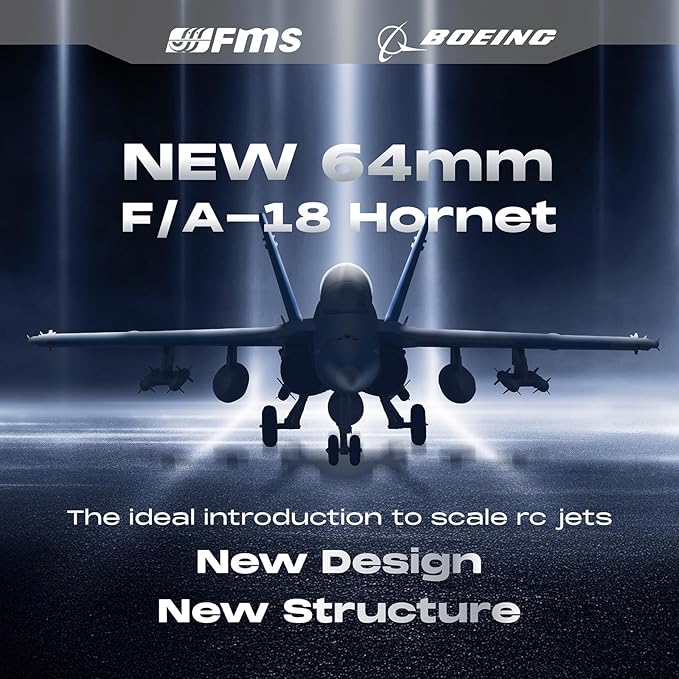 Fms Rc Jets 64mm F-18（SIM） Hornet EDF Fighter Jet Rc Airplanes for Adults Remote Control Planes PNP(NO Transmitter Batteries and Charger)