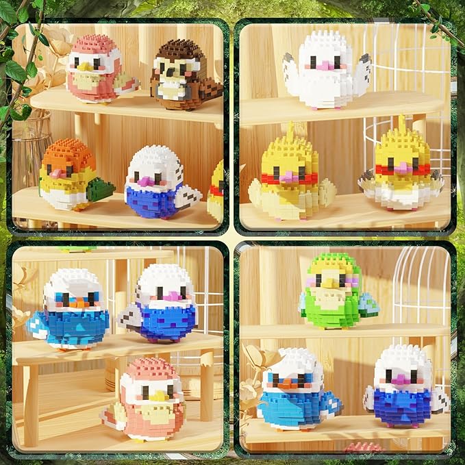 Cute Parrot Micro mini Blocks Building Blocks Sets12 PC Small Bird Series Mini Bricks Animal ToysUnique Animals Model Present for 14+ Kids or Adults