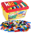 burgkidz Building Bricks 568 Pieces Toys Classic Building Blocks Includes Wheels Door Window Compatible Bulk Block with Storage Box and Baseplate STEM Educational Gift for Kids 3+ Year