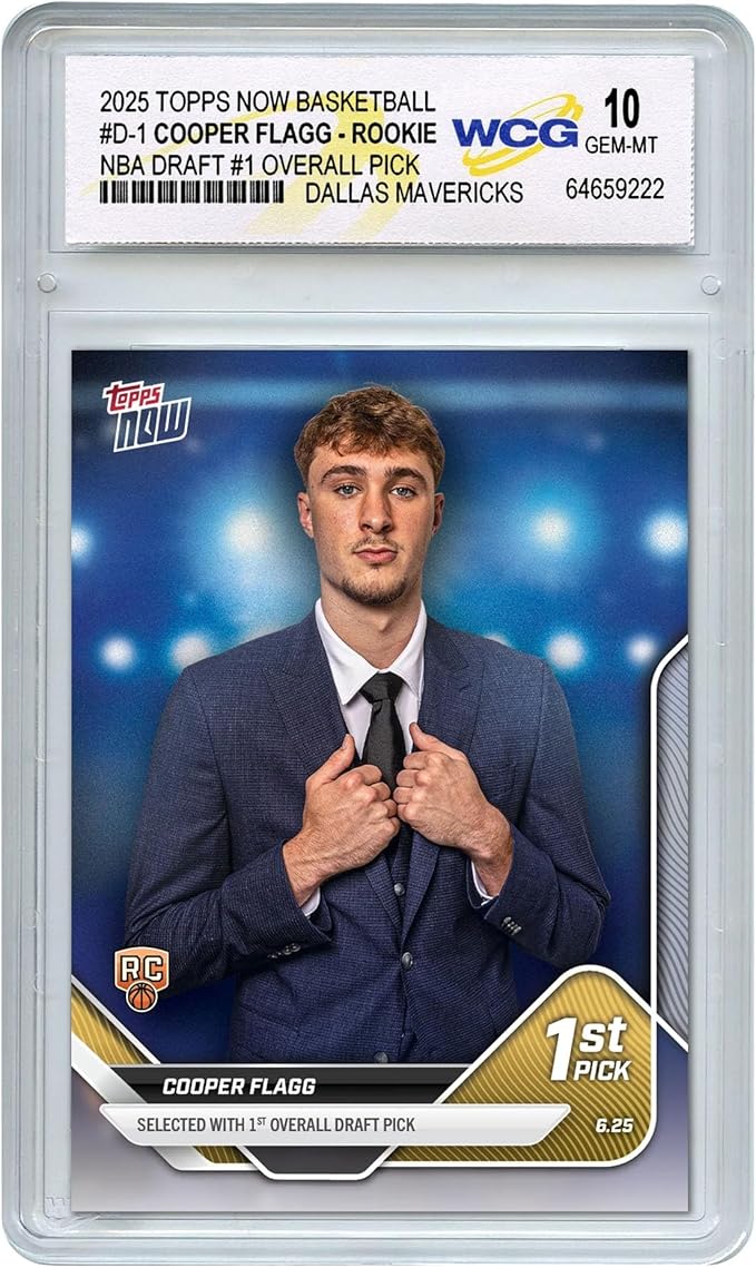 2025 Topps Now Cooper Flagg #1 Draft Pick NBA Official Rookie Card RC #D1 Dallas Mavericks - Graded GEM-Mint 10