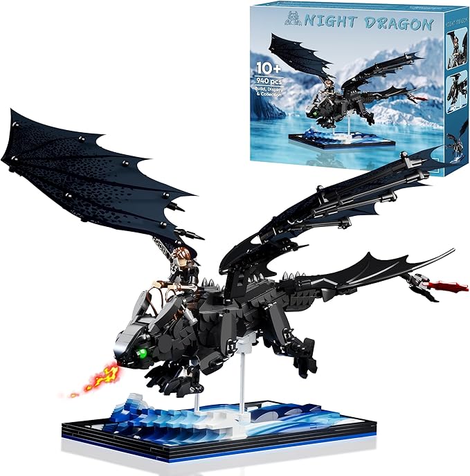 JOJO&ampPeach Night Dragon Building Sets for Boys Aged 10+ Buildable Toy Kit for Home Décor &amp Display Birthday Gift for Teens Adults Girlfriend Mom Wife(940 Pieces)
