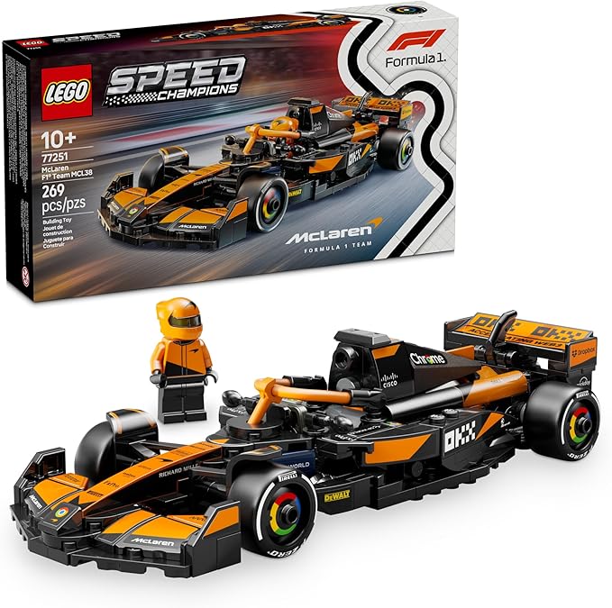 LEGO Speed Champions McLaren F1 Team MCL38 Race Car Toy - Building Set for Kids Boys &amp Girls Ages 10+ - Toy Car for F1 Fans - Gift Idea for Birthday - 77251