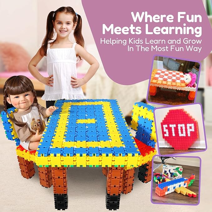 Beblox Building Blocks for Kids - 250-Piece Connecting Tiles Set - Interlocking Building Blocks for Kids STEM Toys Kit Fun &amp Educational Gifts for Boys &amp Girls Preschool Learning Activities