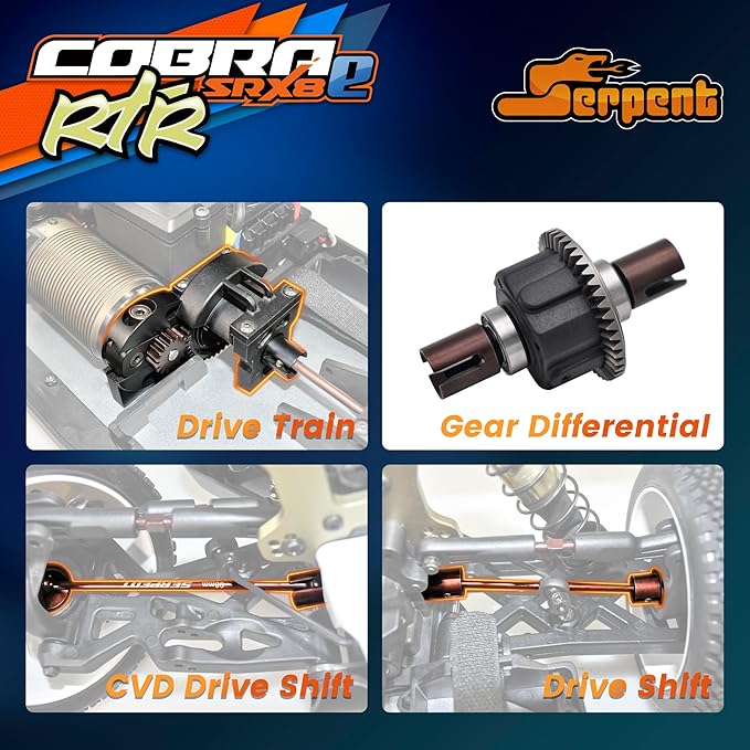 Serpent 1/8 4wd Electric Buggy RTR 4WD Off-Road Buggy High Performance Waterproof Components Competition Grade Hobby Racing Charger and Battery Excluded SRX8-E