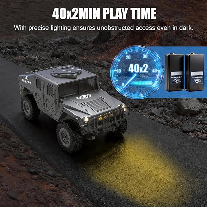 2.4GHz All Terrain RC Military Truck 4WD Remote Control Car Off Road Waterproof with Headlights Turn Signal Lights and Rechargeable Batteries Vehicle Toy Gifts for Adults Kids Age 8+ (Green)