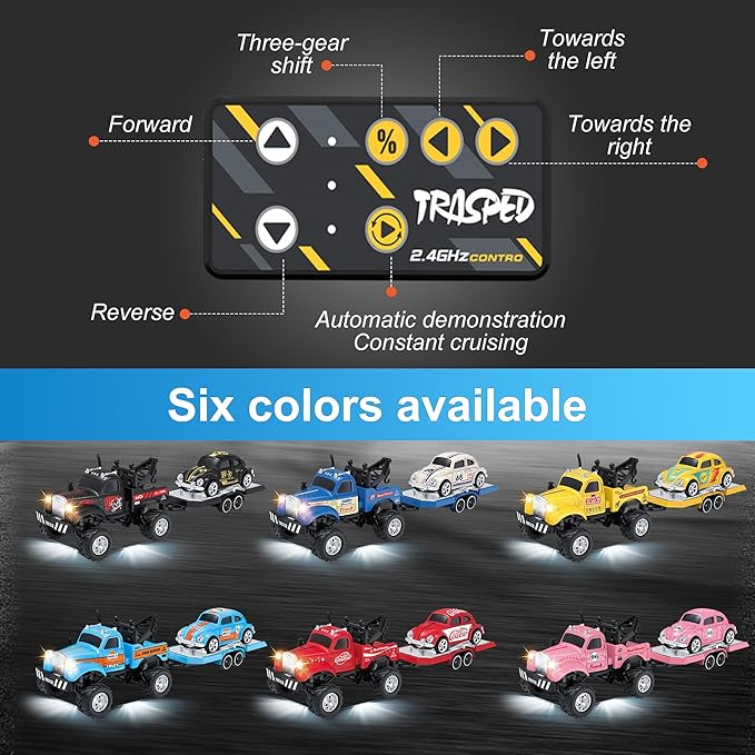 MOONTOY 1:64 Scale Mini Alloy Truck RC Car with LED Lights 2.4Ghz Remote and App Control Toy Car 3-Speed Adjustment Pocket Toy Car for Kids 4-8 Years and Adults (Pink)