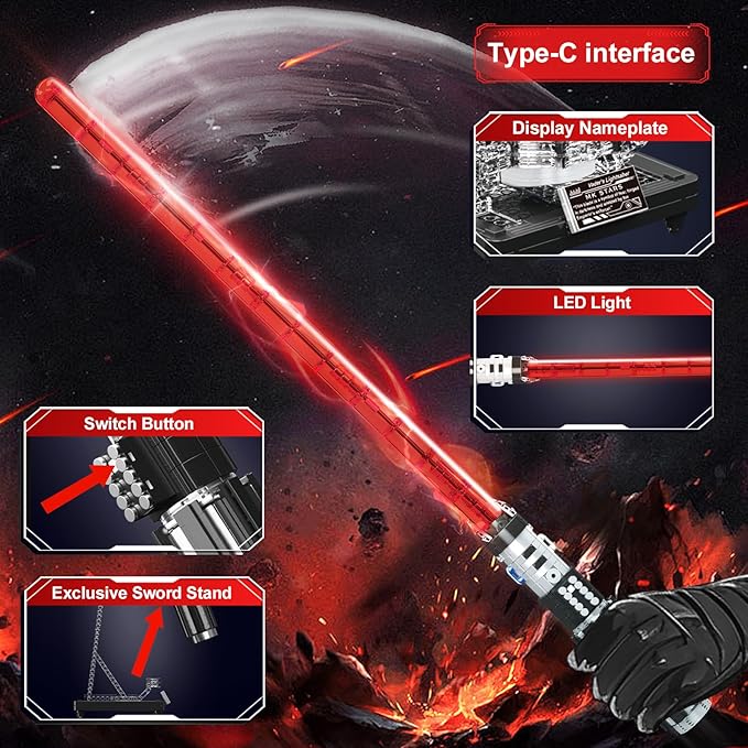 Mould King 10237 Lightsaber Building Set with Holder Rack and LED Light Ultimate Cosplay Toy for Adult Fans and Game Lovers (1627 PCS)